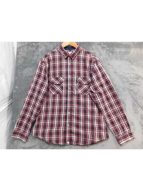 Various Artists Shirt Mens Large Blue Plaid Flannel Long Sleeve Button Front